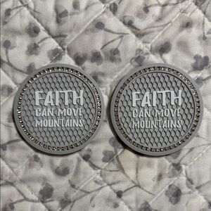 Gray Faith Coasters with Silver Accents